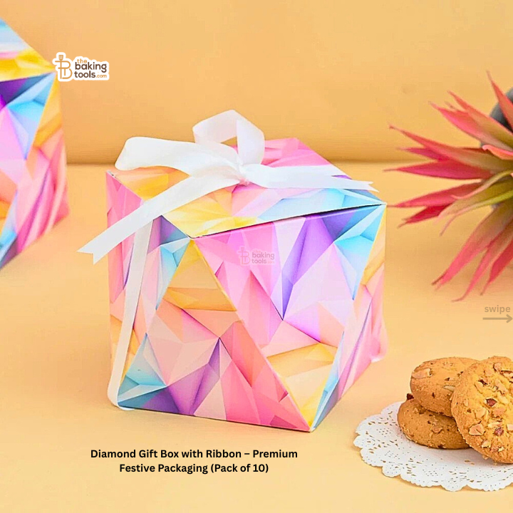 Diamond Gift Box with Ribbon – Premium Festive Packaging (Pack of 10) #1625